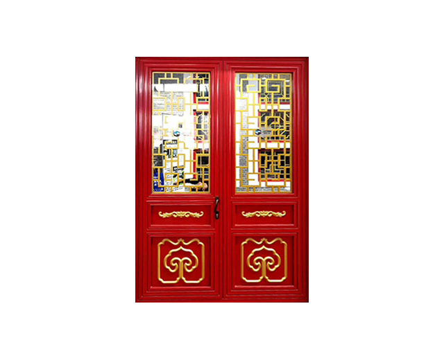 中國紅 中式復古門窗